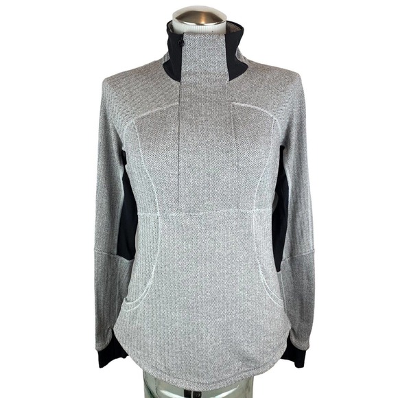Lululemon Base Runner 1/4 Zip Heathered Herringbone. Pullover. Long Sleeve. Gray - Picture 1 of 12
